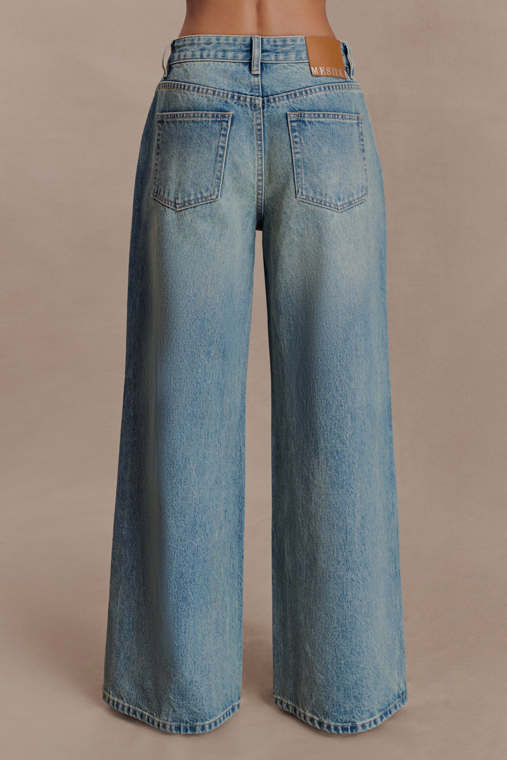 Romi Mid Rise Wide Leg Jeans - Faded Mid Blue - Image 5