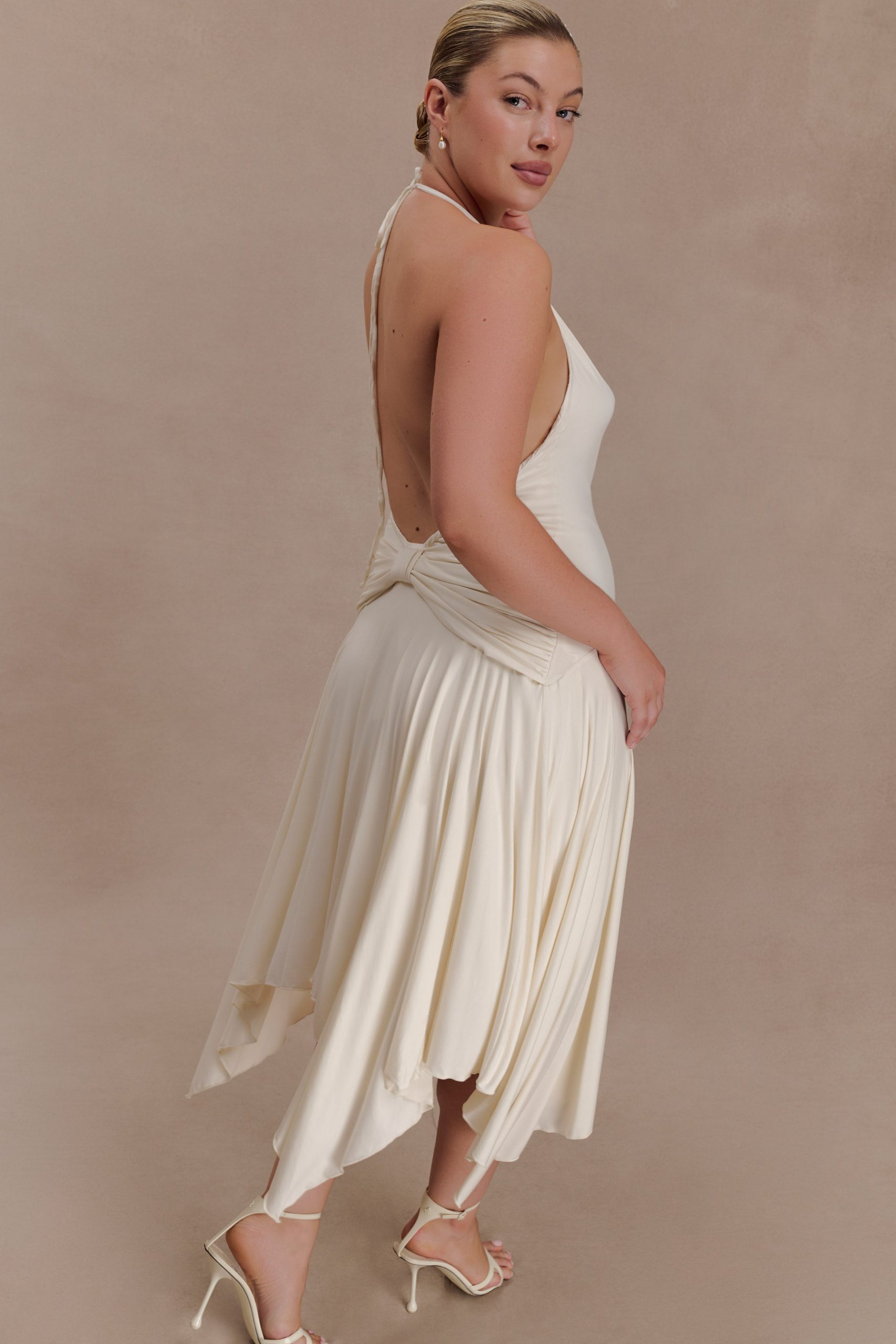 Sylvie Modal Hankie Midi Dress - Ivory - Image 7