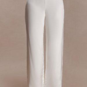 Sydney Straight Leg Satin Pants - Ivory
