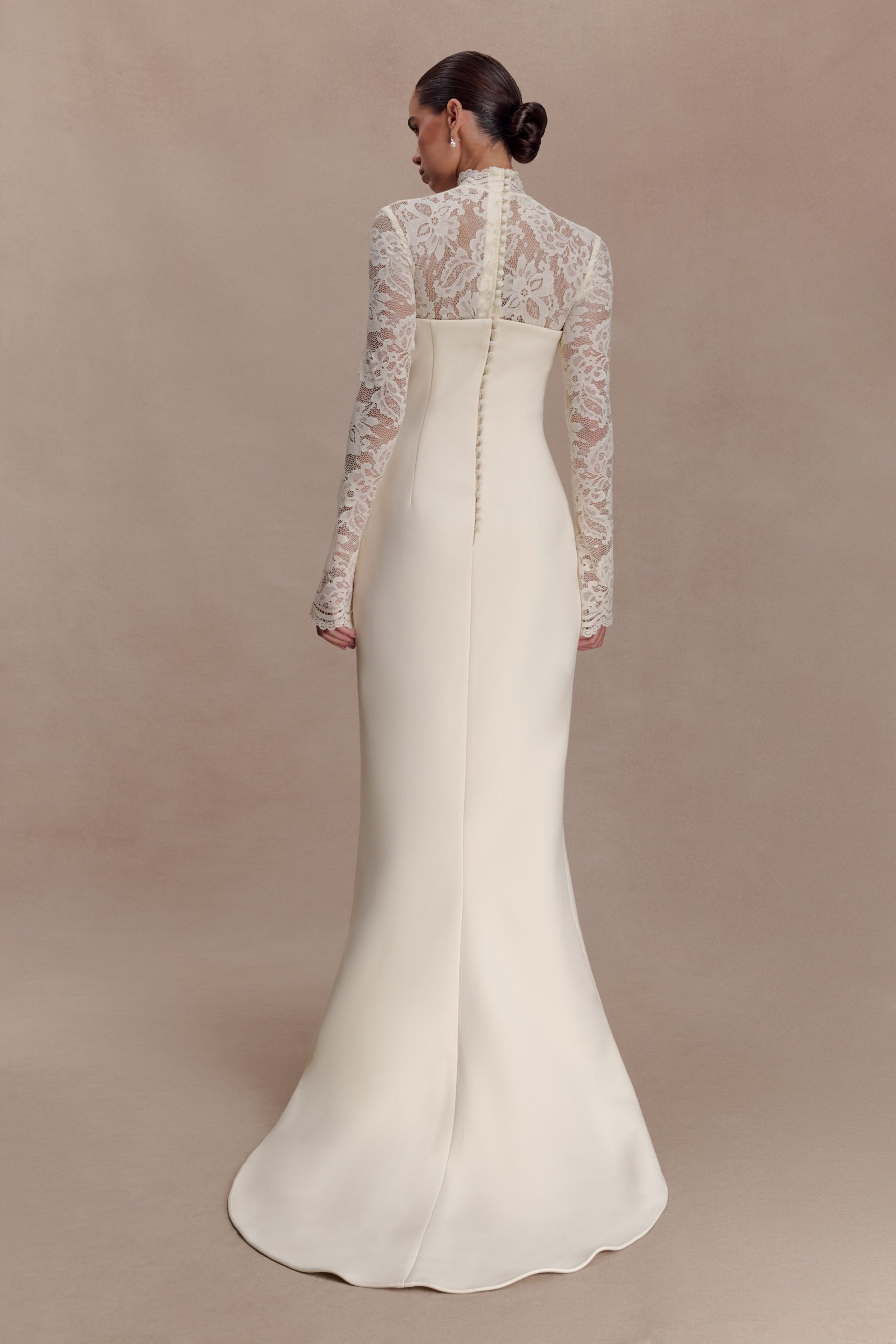 Aurelie Long Sleeve Lace Maxi Dress - Ivory - Image 2