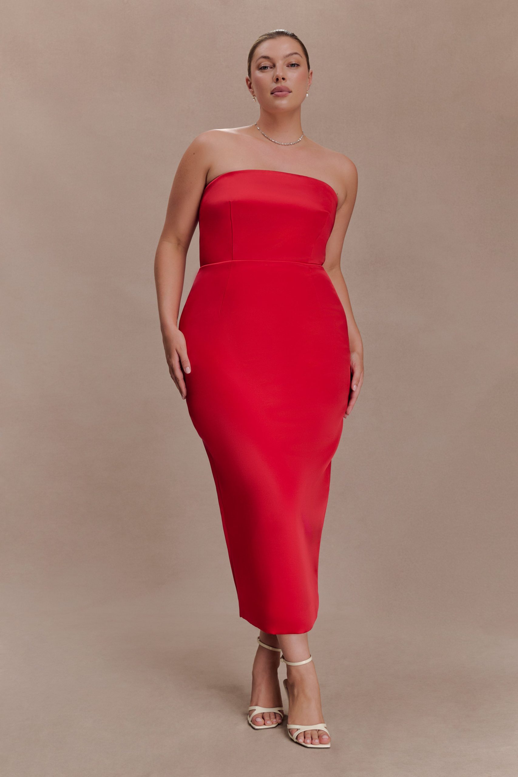 Ophelia Peplum Satin Maxi Dress - Red - Image 9