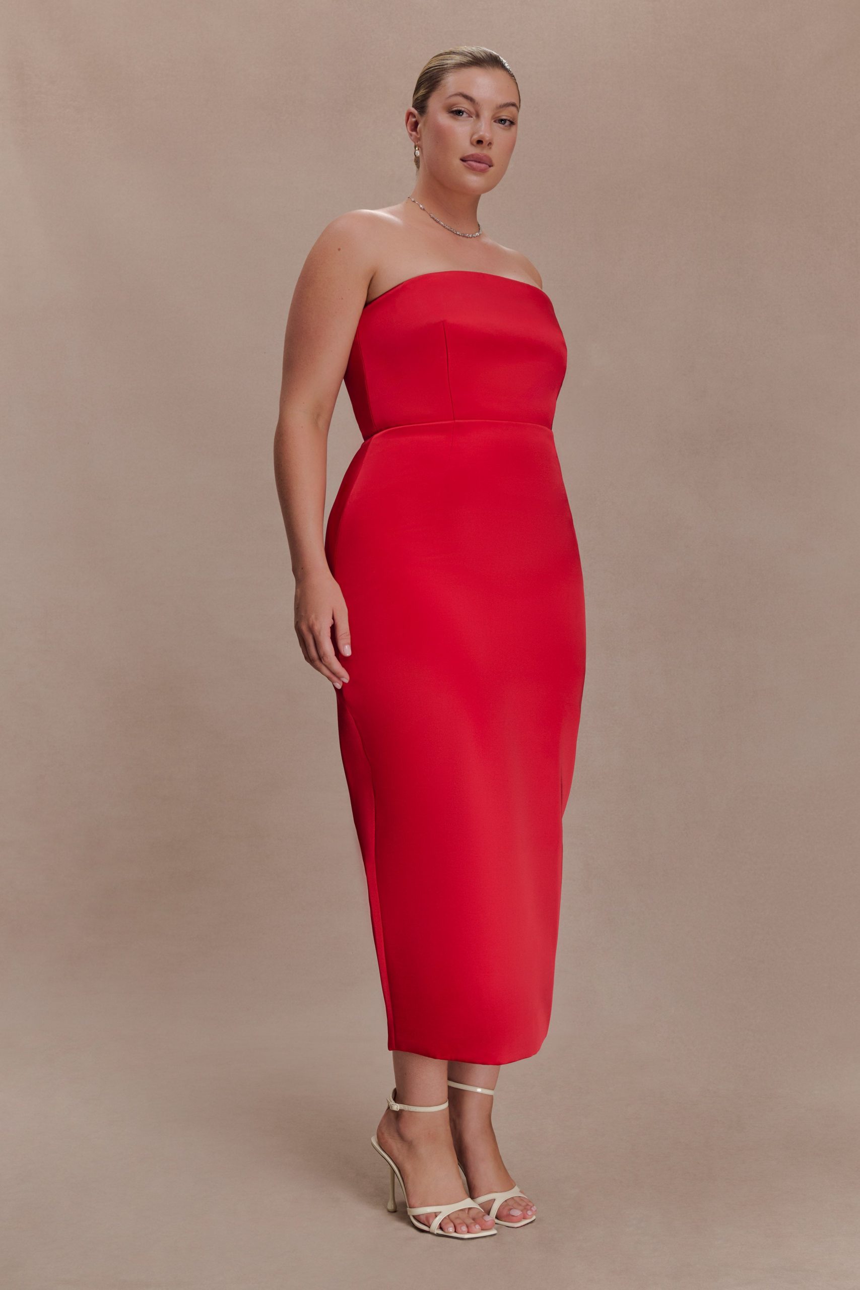 Ophelia Peplum Satin Maxi Dress - Red - Image 7