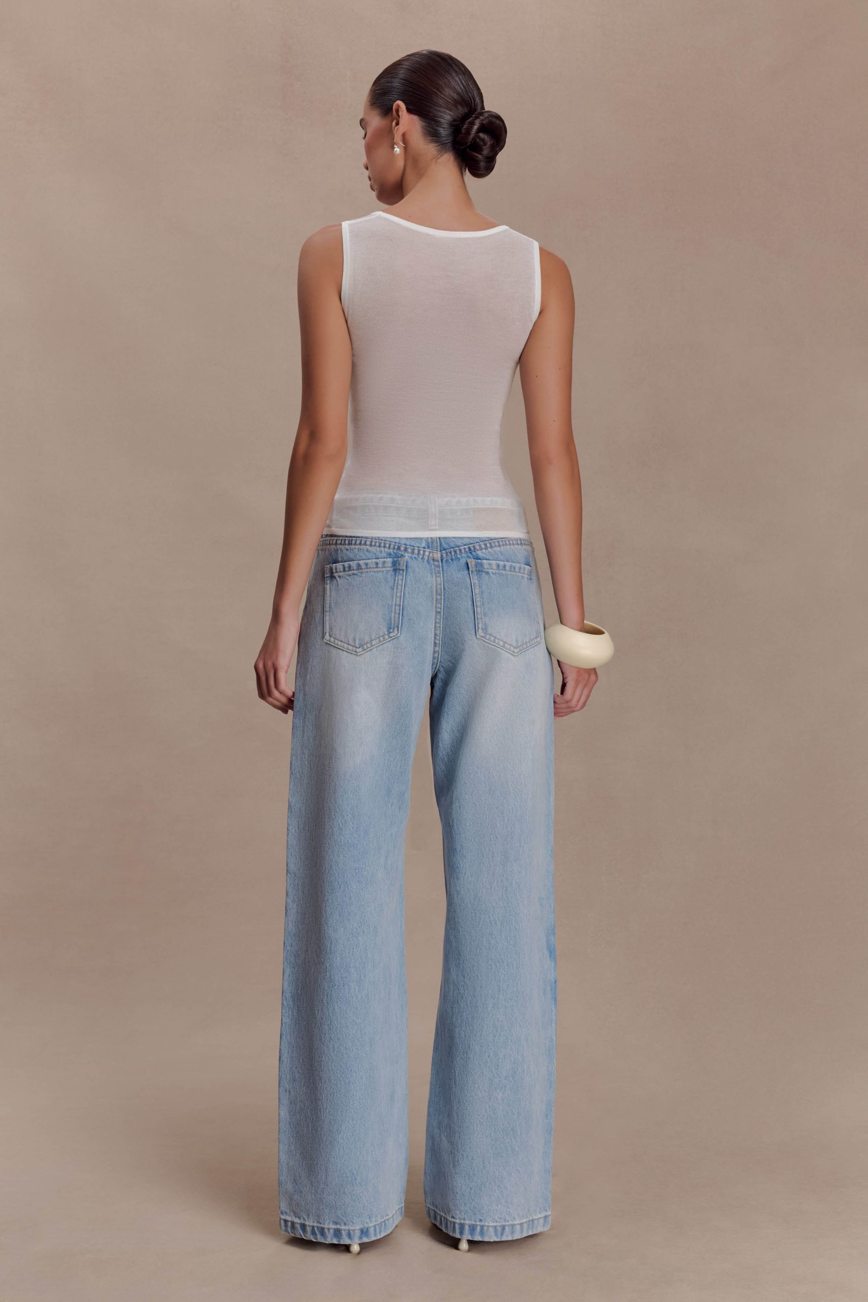 Dollie Sheer Knit Tank Top - Ivory - Image 2