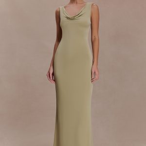 Marta Slinky Cowl Maxi Dress - Sage
