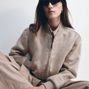 Rudy Suede Bomber Jacket - Sand