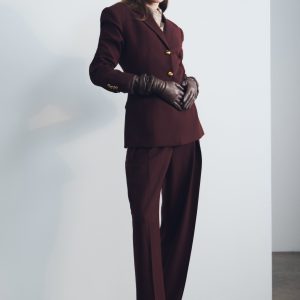 Penelope Pleated High Waisted Pants - Mahogany