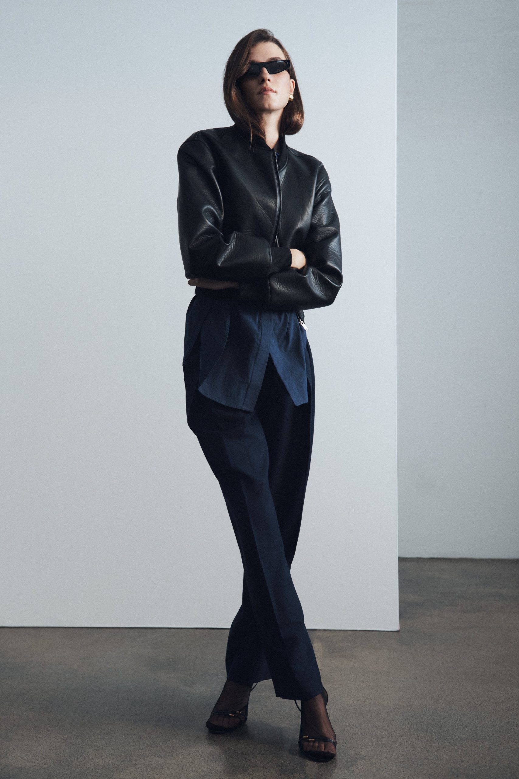 Codi Faux Leather Bomber Jacket - Black - Image 2