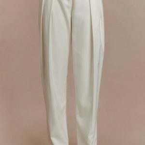 Penelope Pleated High Waisted Pants - Ivory