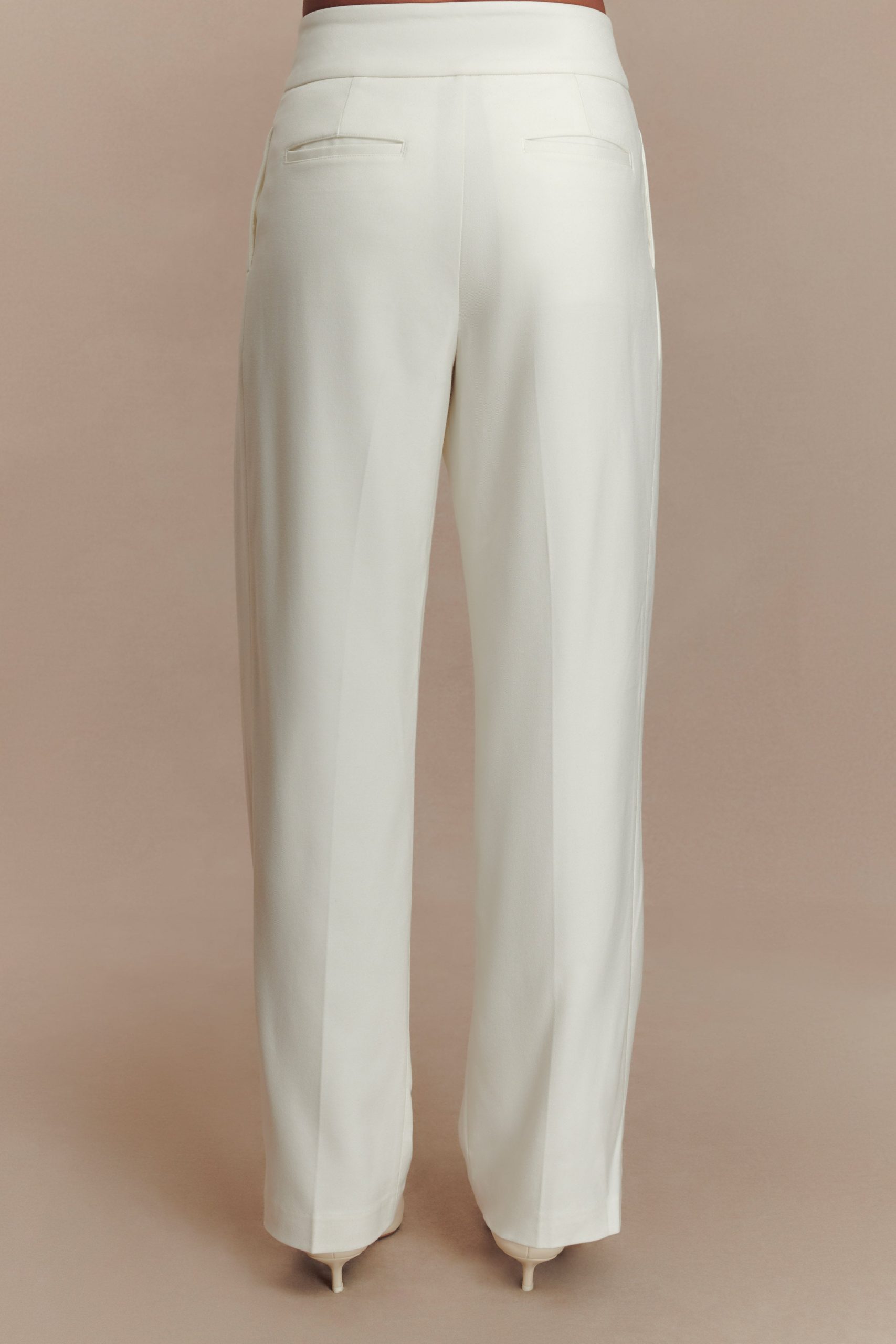 Penelope Pleated High Waisted Pants - Ivory - Image 5