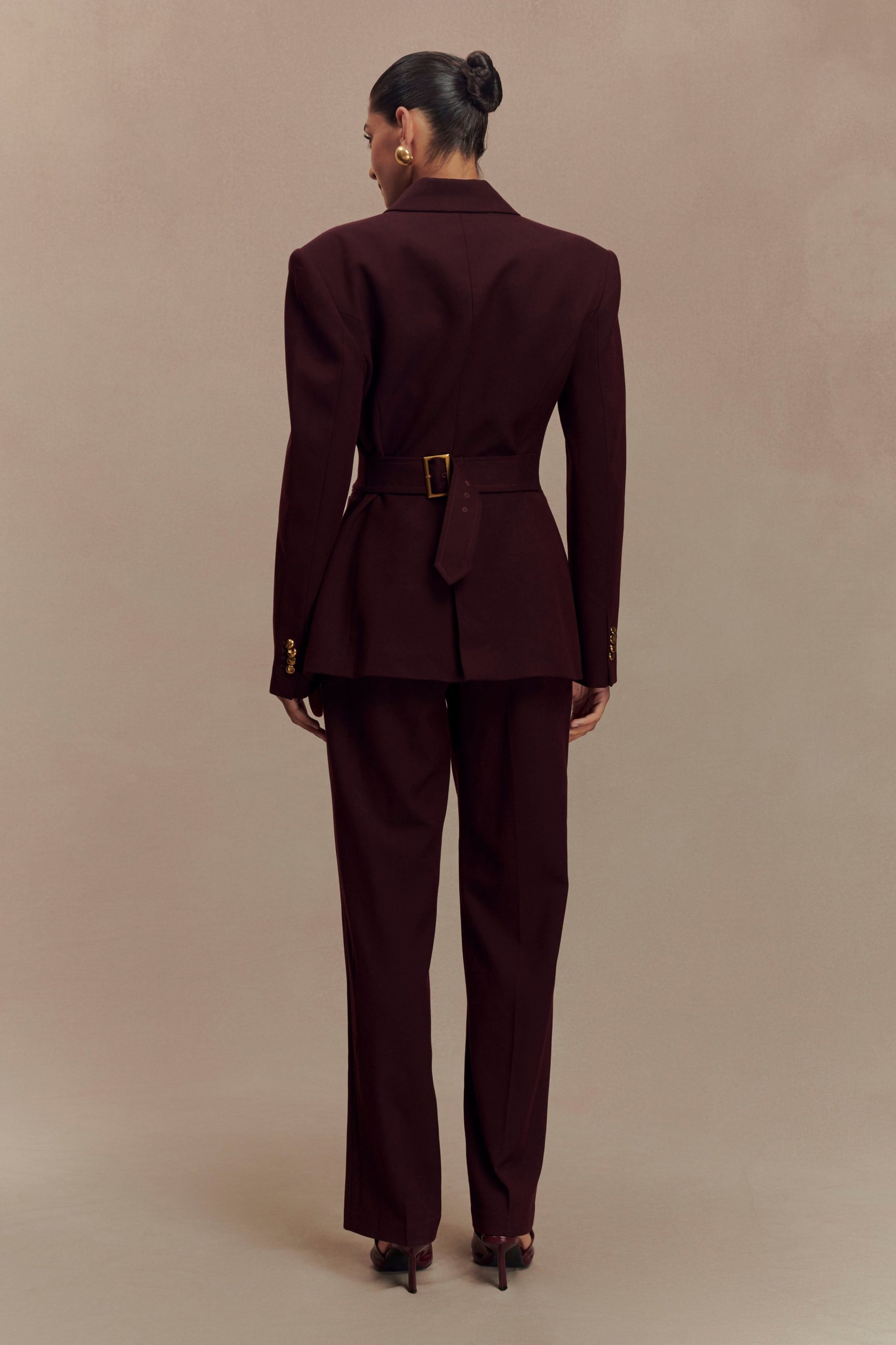 Penelope Pleated High Waisted Pants - Mahogany - Image 5