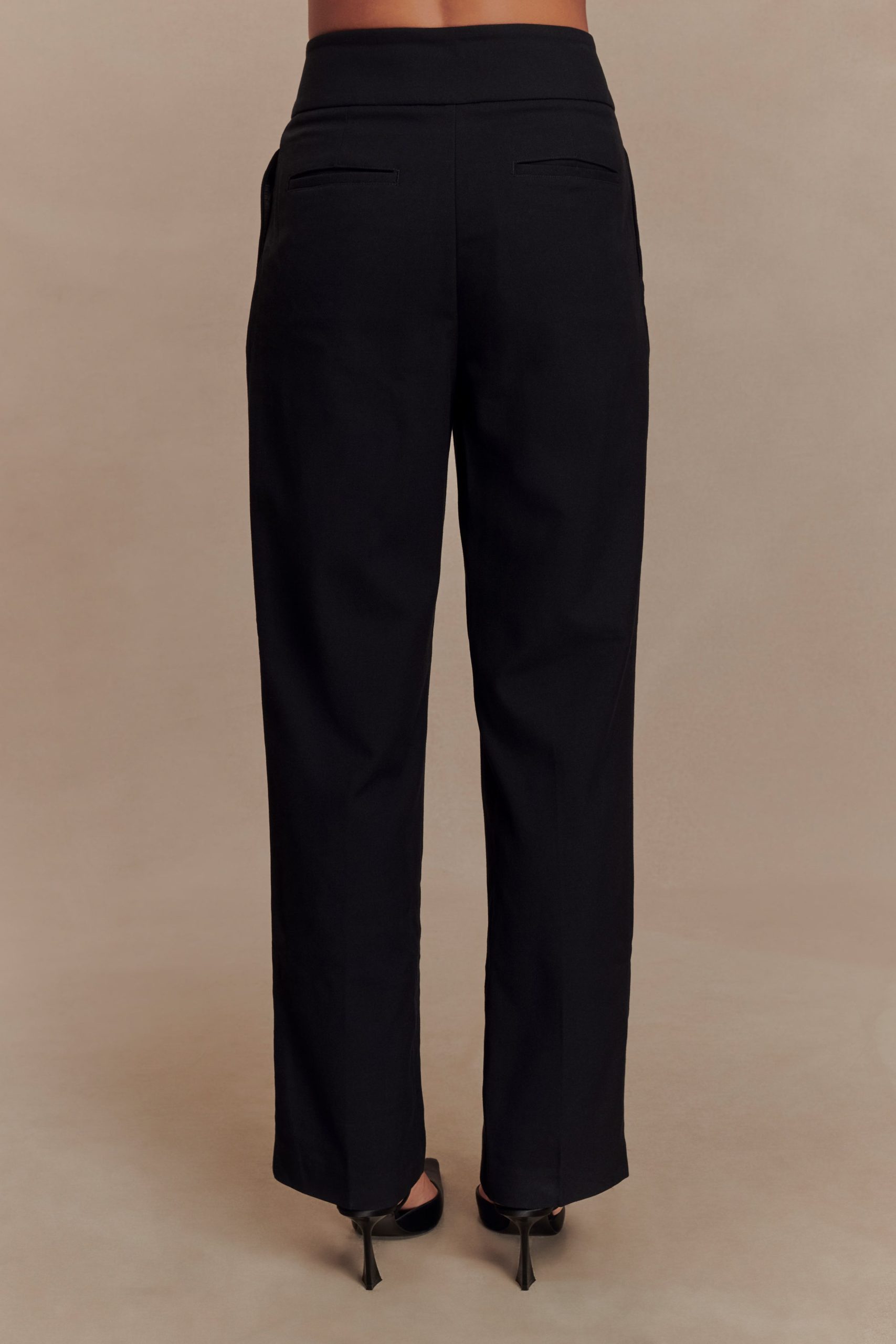 Penelope Pleated High Waisted Pants - Black - Image 3