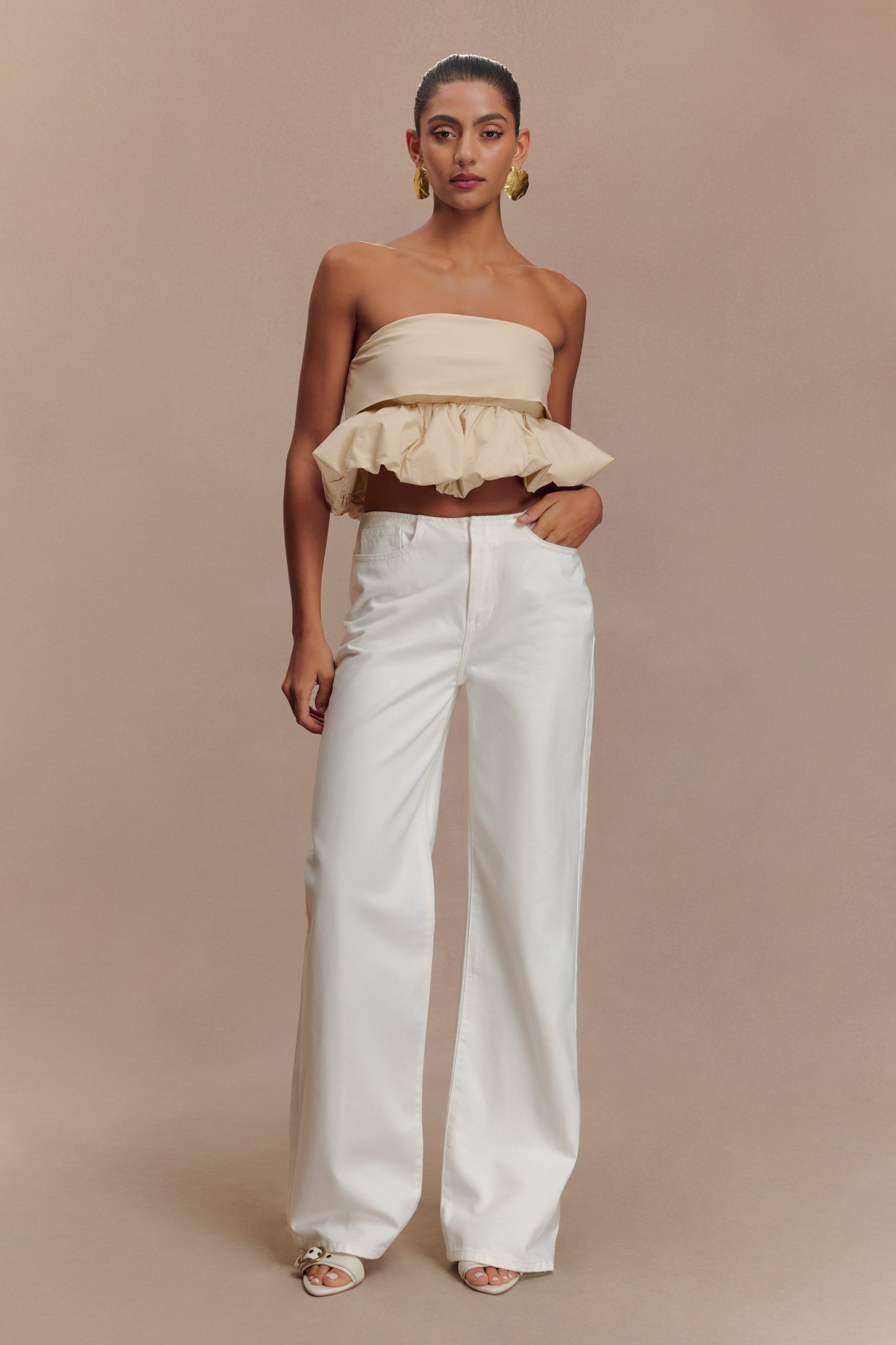 Caitlin Mid Rise Denim Jeans - White - Image 6