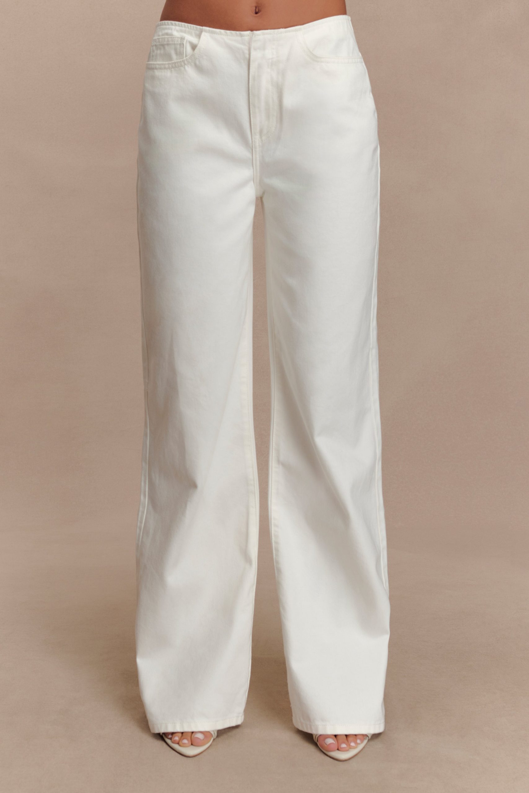 Caitlin Mid Rise Denim Jeans - White