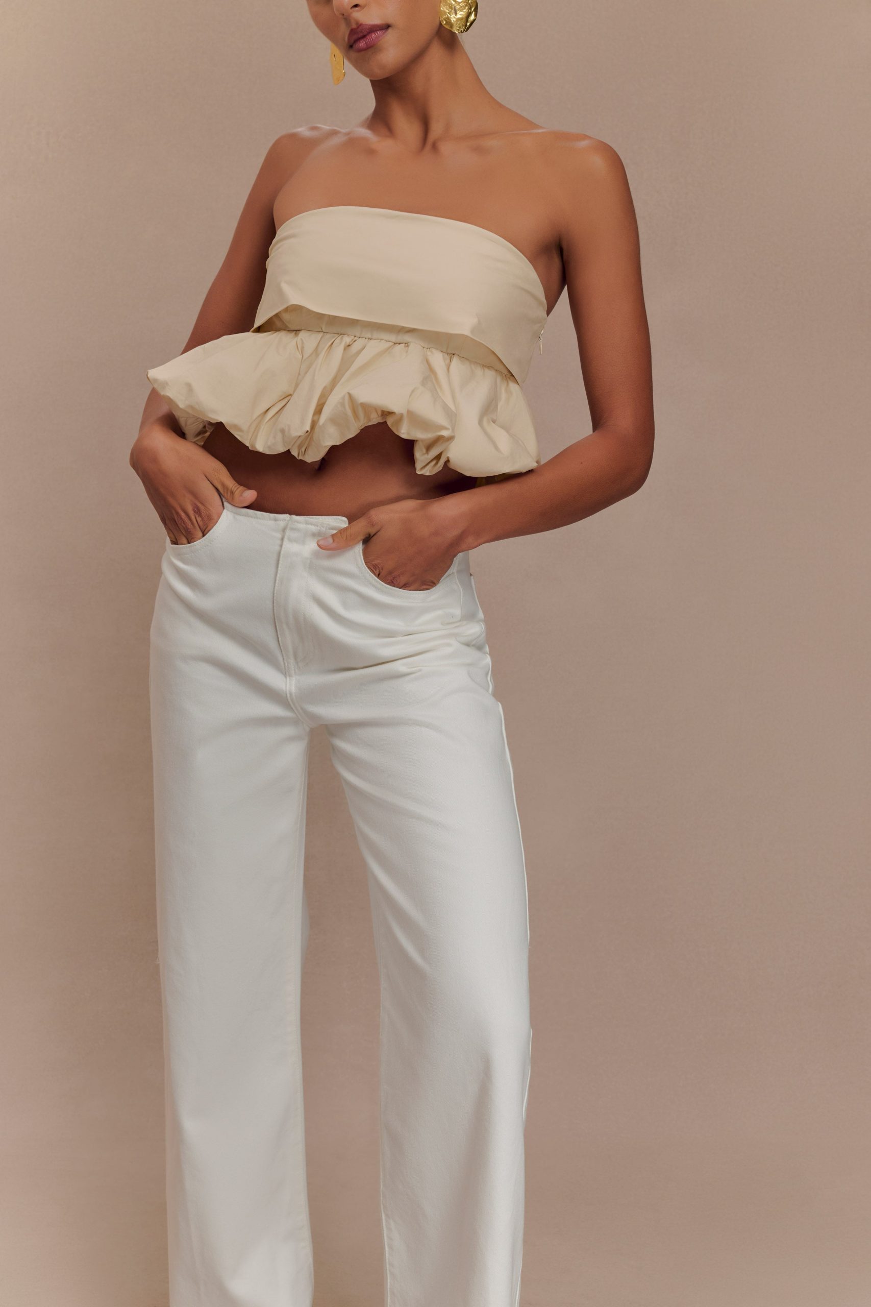 Caitlin Mid Rise Denim Jeans - White - Image 11