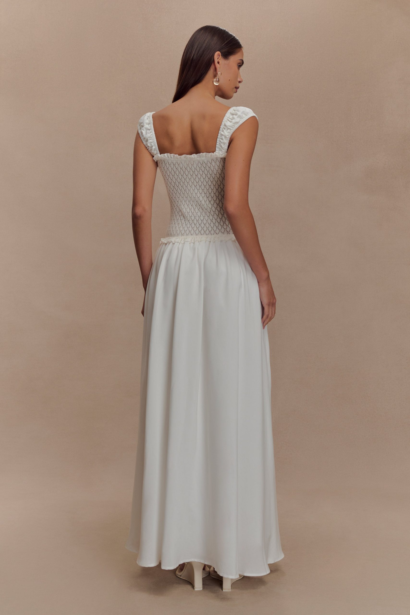 Tahlia Pointelle Knit Midi Dress - White - Image 2
