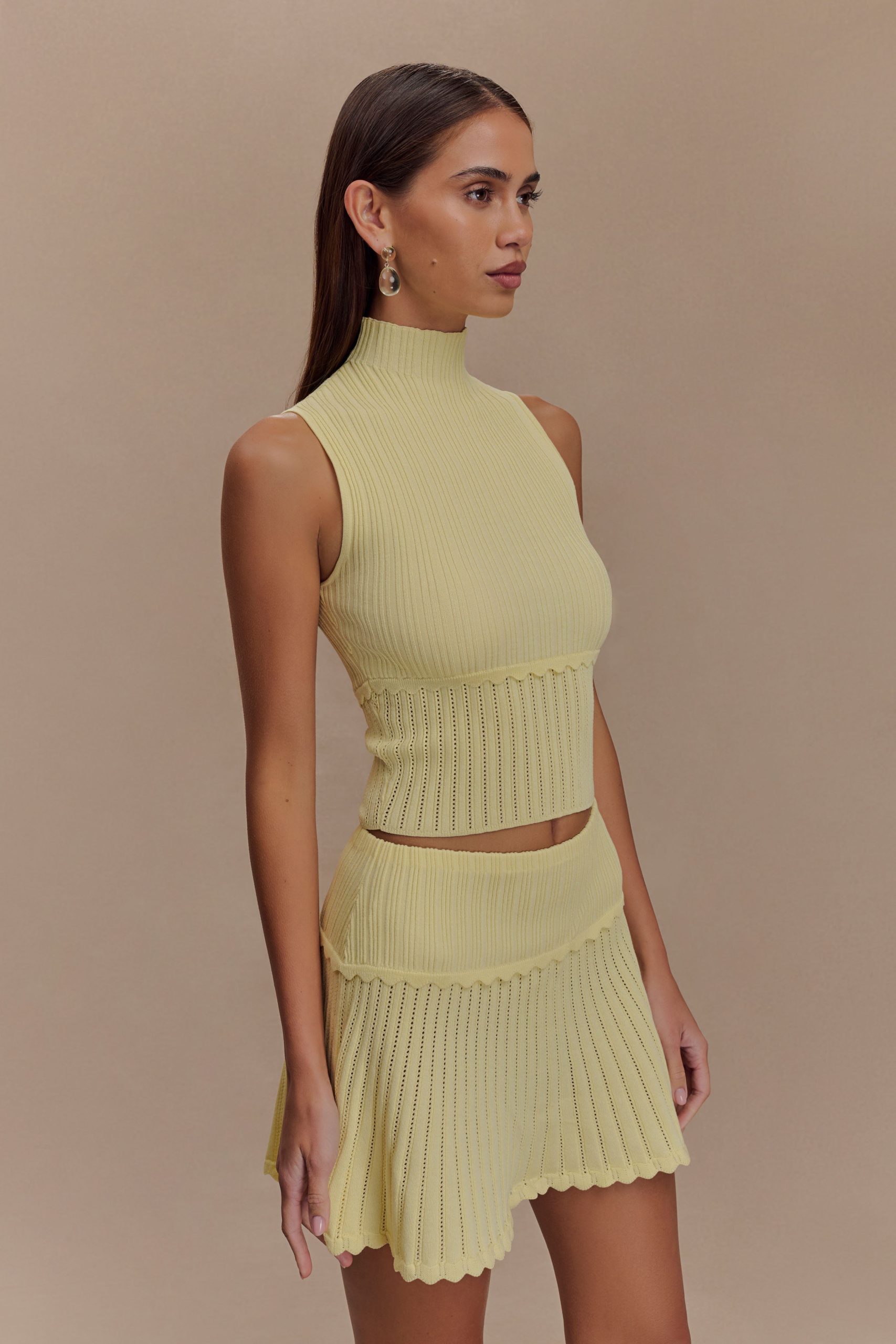 Indy Pointelle Knit Top - Lemon - Image 3