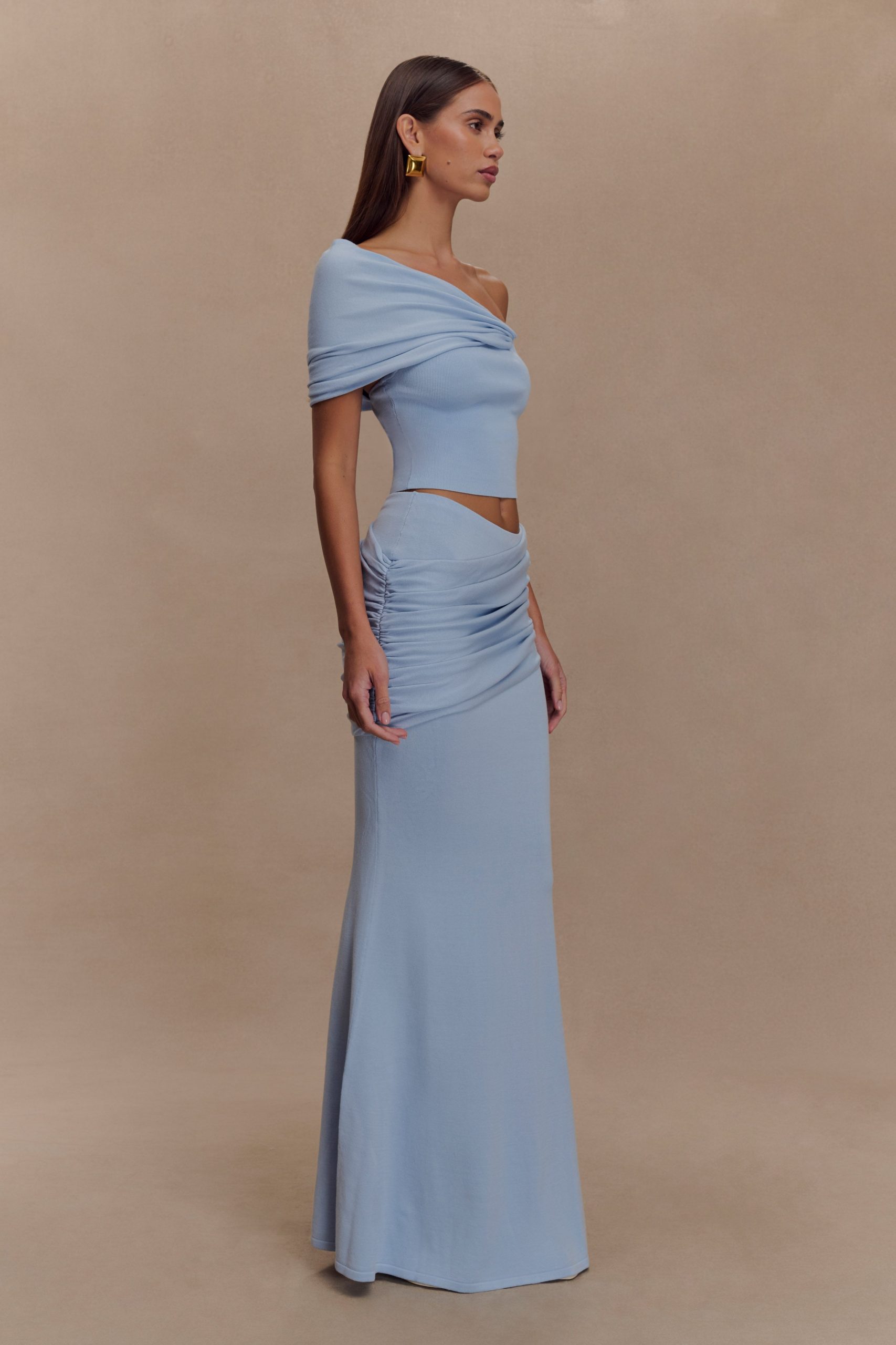 Irene Gathered Knit Top - Blue - Image 6