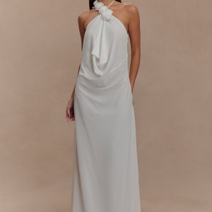 Rosalia Cowl Neck Maxi Dress - White