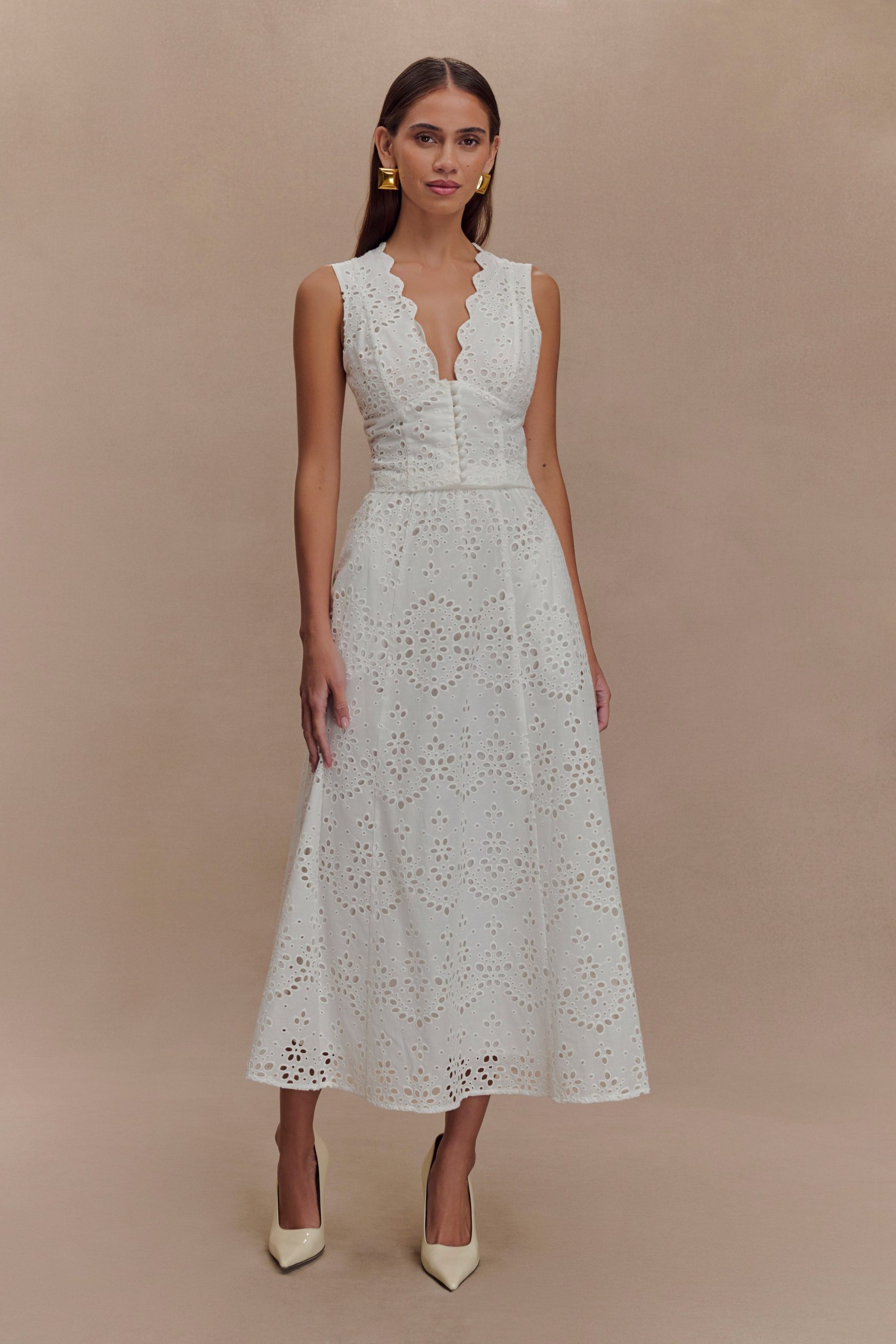 Arla Broderie Midi Skirt - White - Image 4