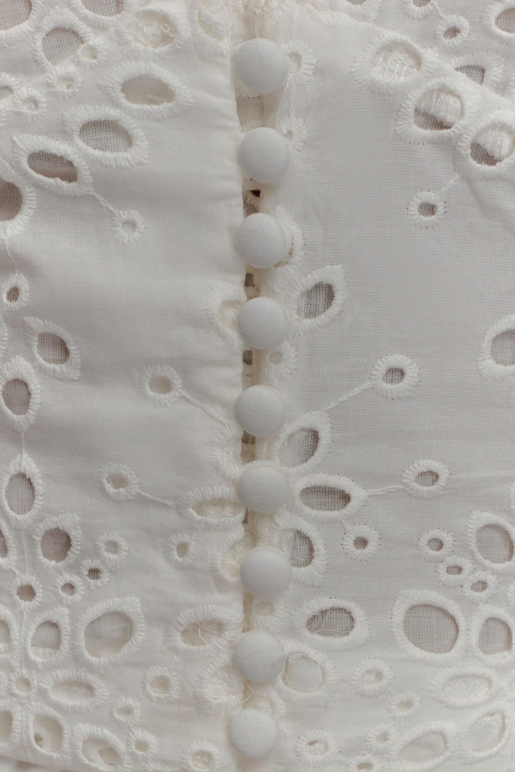 Arla Sleeveless Broderie Top - White - Image 7
