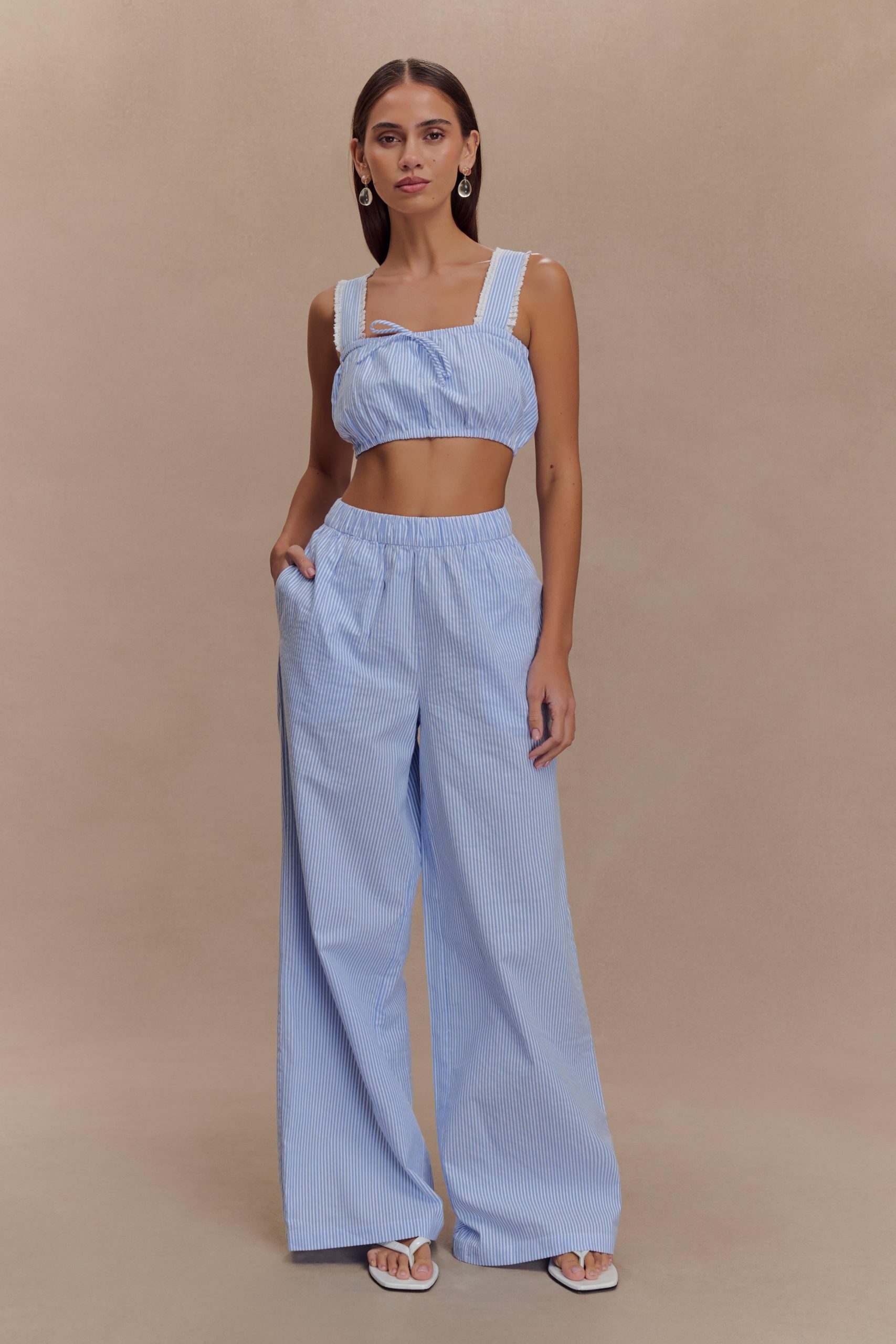 Hansen Wide Leg Pants - Blue Pinstripe - Image 3