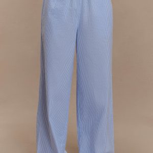 Hansen Wide Leg Pants - Blue Pinstripe