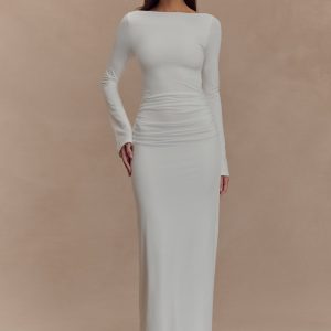 Vienna Slinky Cut Out Maxi Dress - White