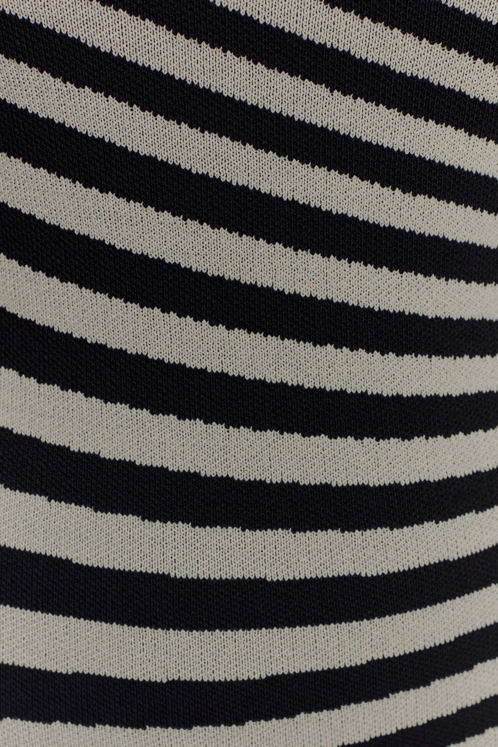 Raven Striped Knit Midi Dress - Black/White - Image 5