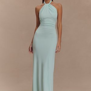 Elyna Slinky Halter Maxi Dress - Lagoon