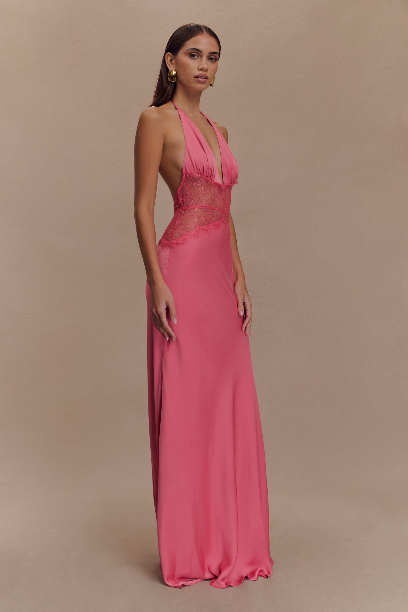 Dinah Lace And Satin Maxi Dress - Blush Rose - Image 2