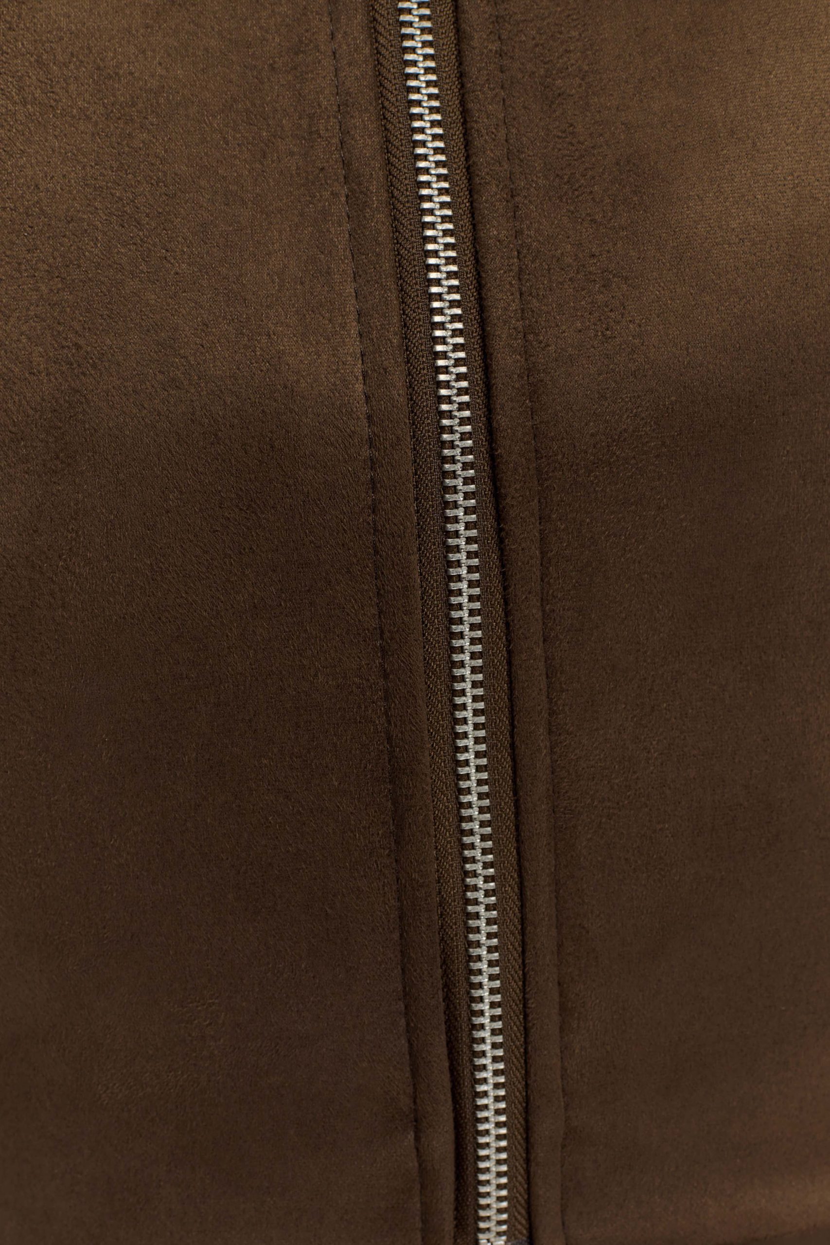 Hayes Faux Suede Collared Jacket - Chocolate - Image 10