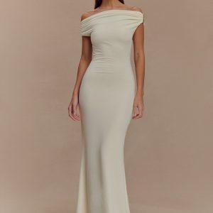Kinsley Slinky Maxi Dress With Hardware - Ivory