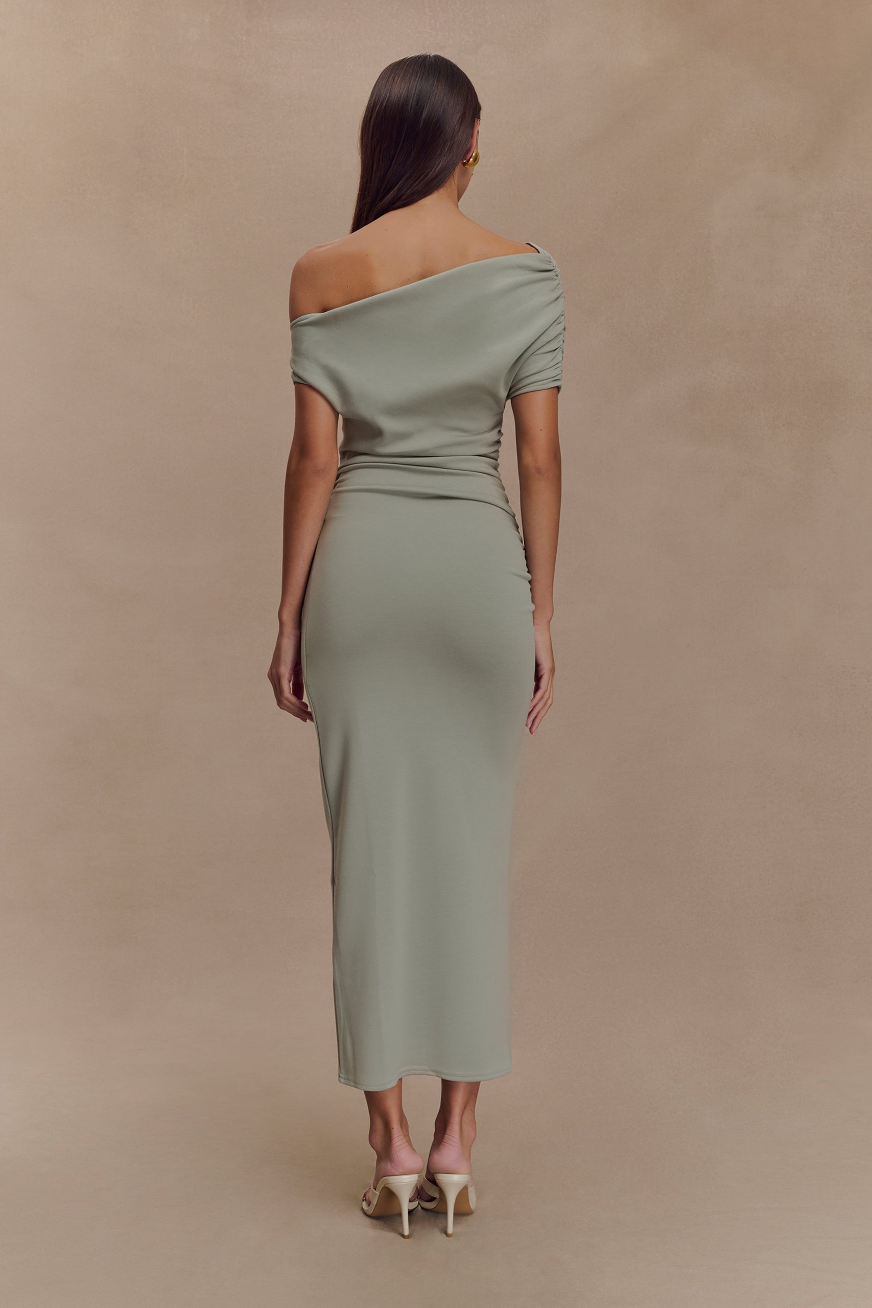 Kendra Scuba Jersey Midi Dress With Hardware - Sage - Image 2
