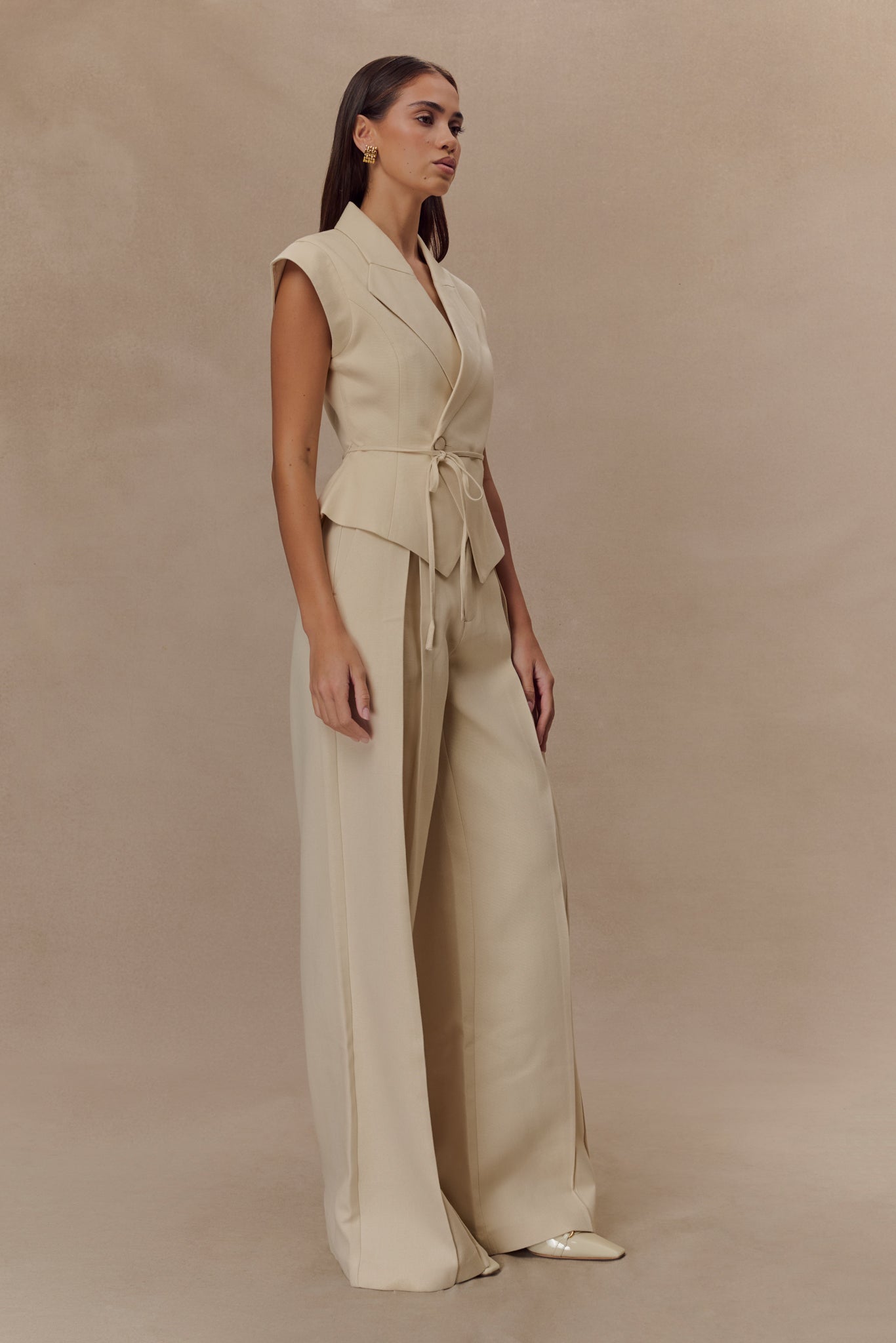 Andina Shortsleeve Linen Top - Natural Beige - Image 5