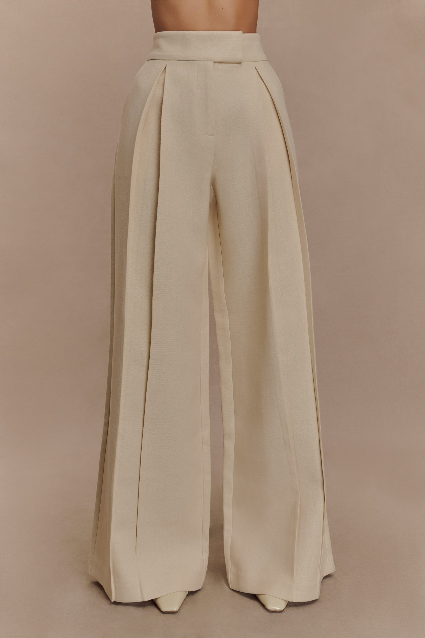 Raya Mid Rise Wide Leg Linen Pant - Natural Beige - Image 5