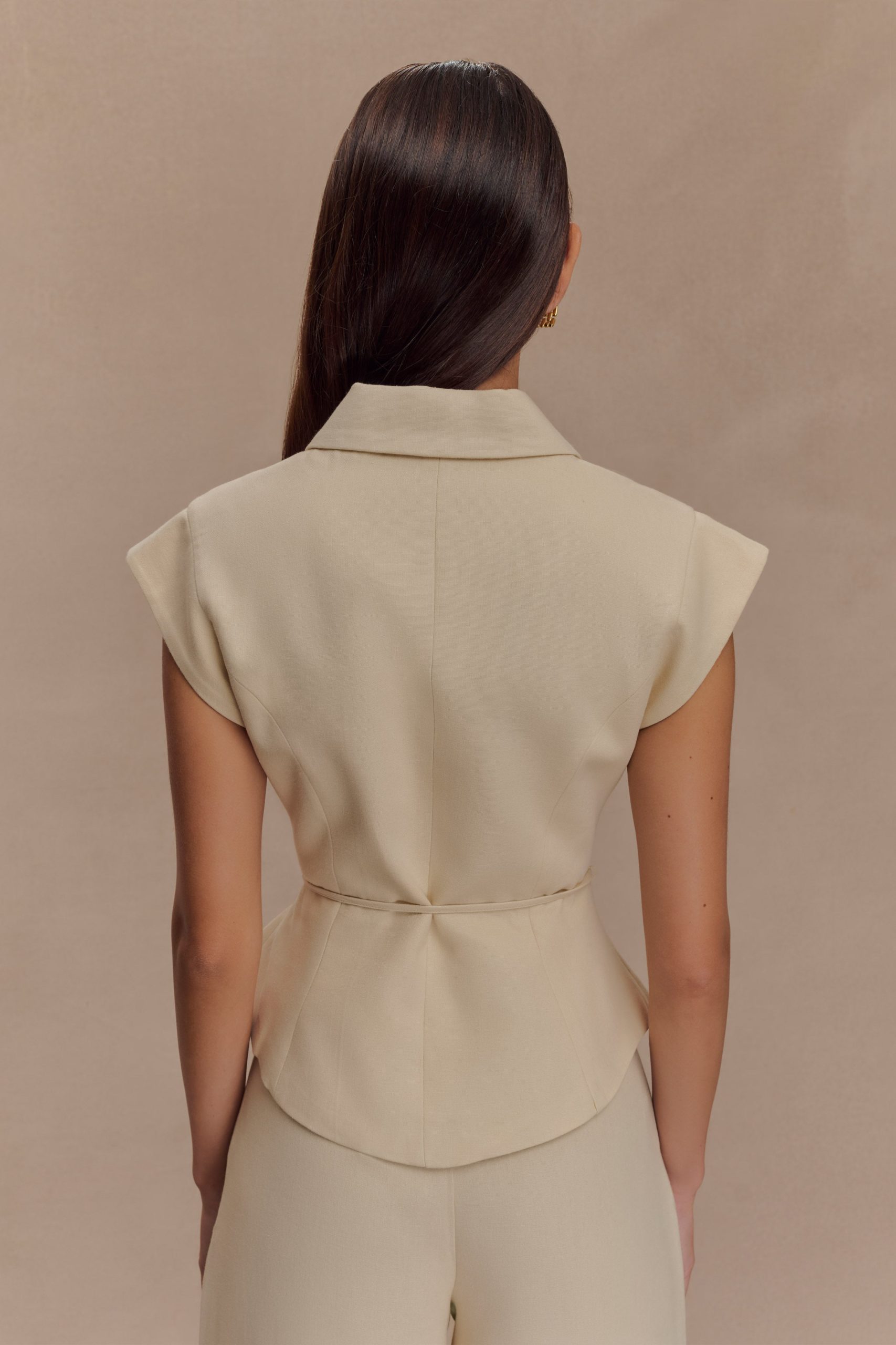 Andina Shortsleeve Linen Top - Natural Beige - Image 2