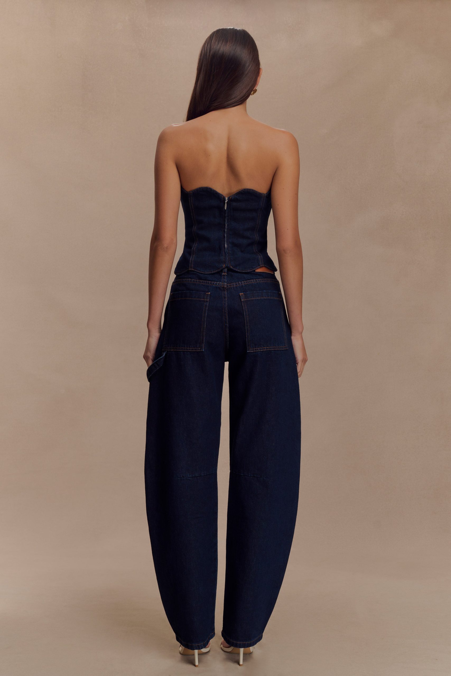 Oakley Strapless Scallop Denim Top - Indigo Blue - Image 2