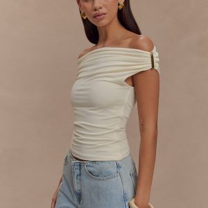 Kinsley Slinky Top With Hardware - Ivory