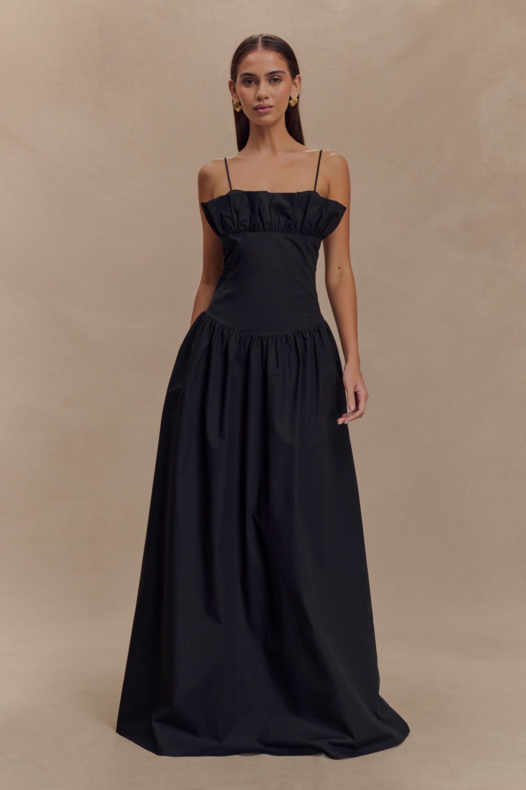 Janis Cotton Frill Maxi Dress - Black - Image 5