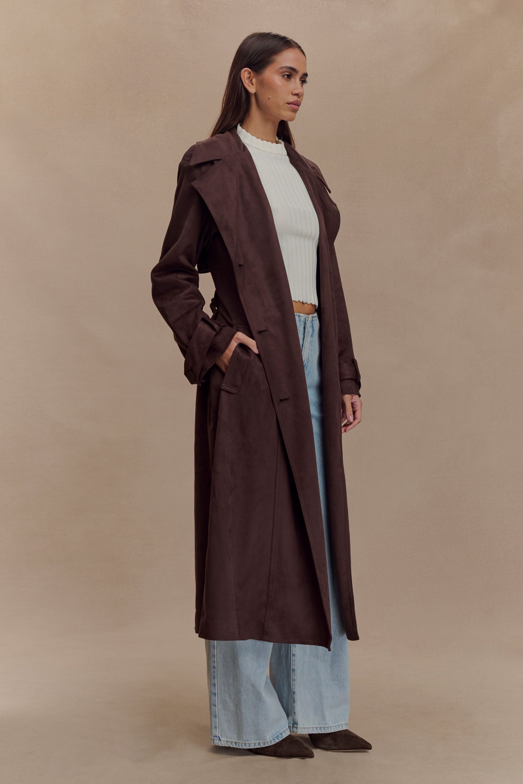 Marc Faux Suede Coat - Cocoa Chocolate - Image 5