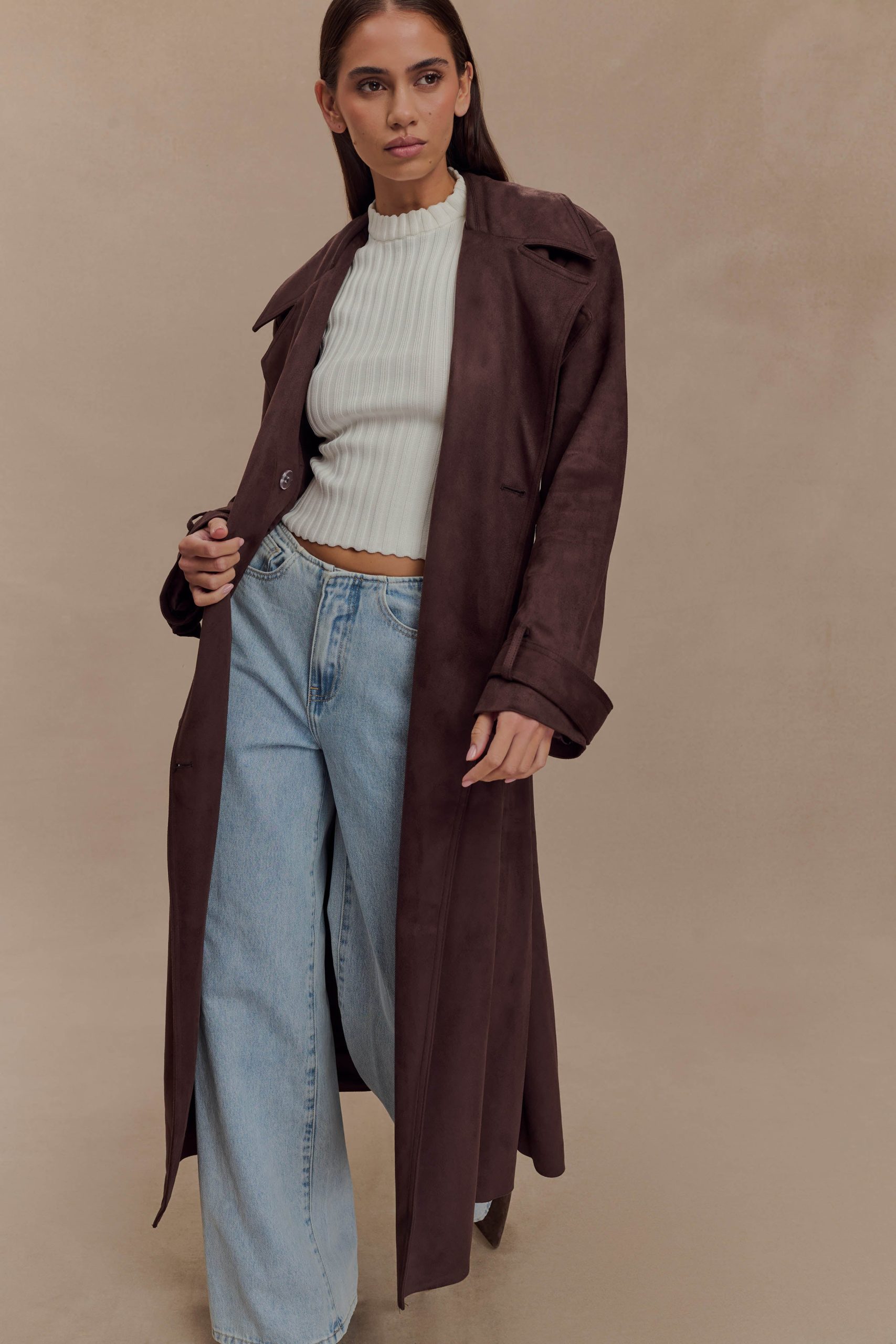 Marc Faux Suede Coat - Cocoa Chocolate - Image 7