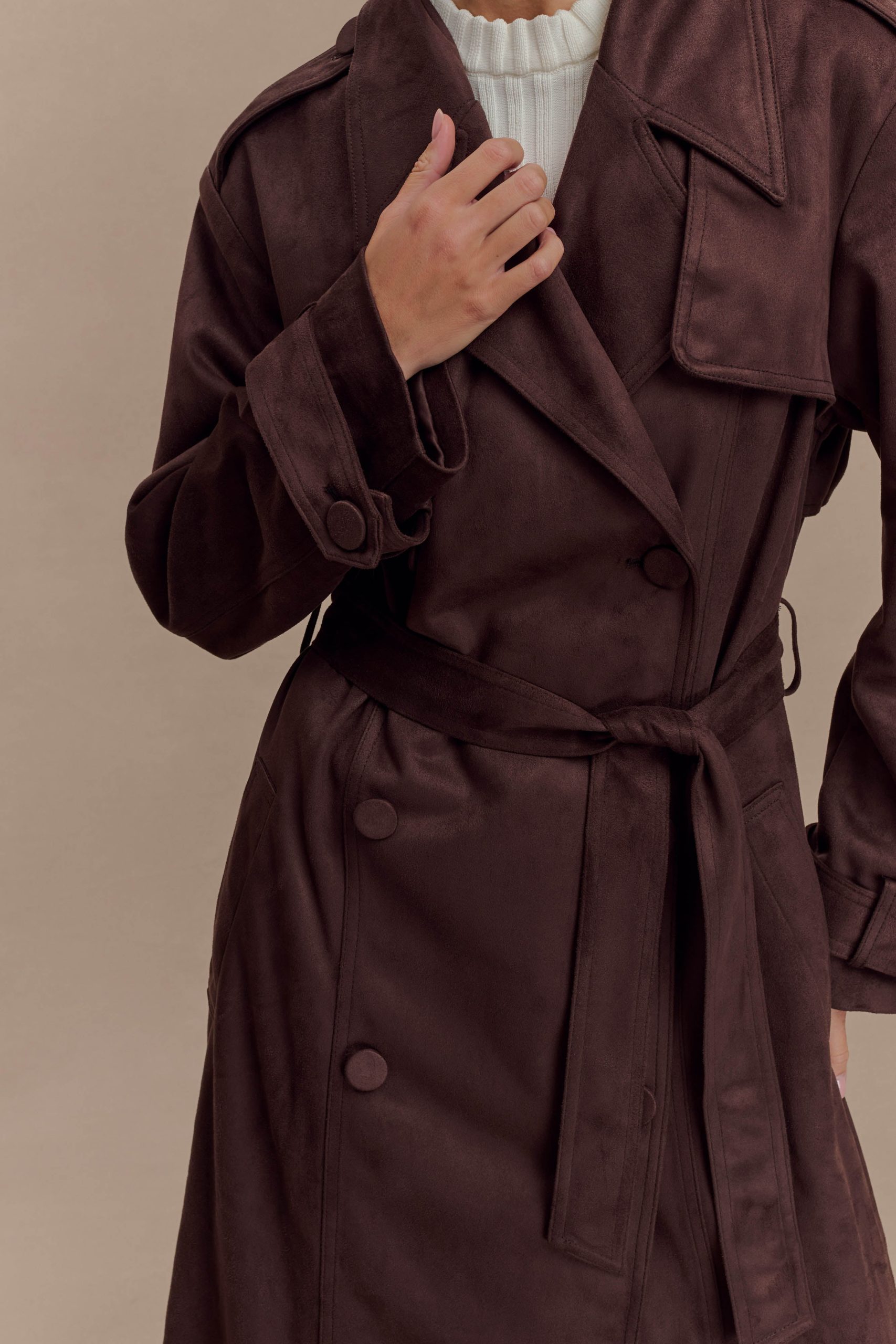 Marc Faux Suede Coat - Cocoa Chocolate - Image 9
