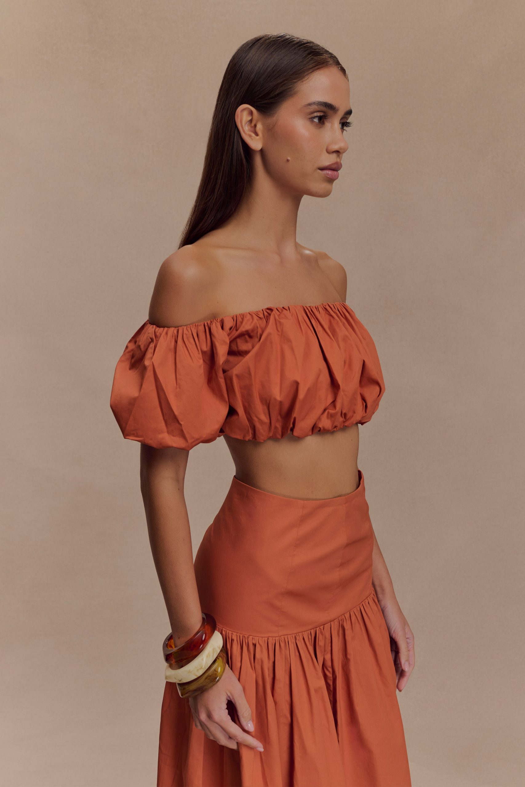 Autumn Off Shoulder Bubble Top - Burnt Orange - Image 5