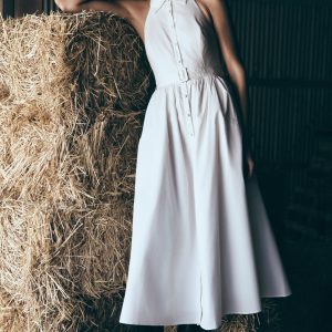 Cindy Collared Midi Dress - White