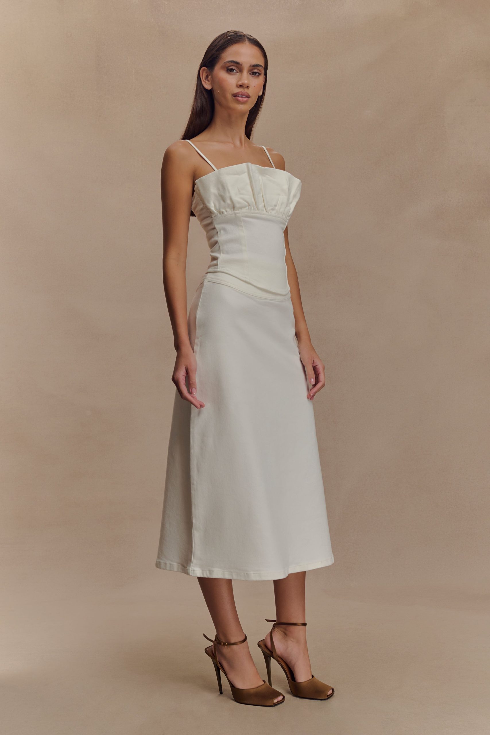 Cecilia Denim Frill Corset - White - Image 5