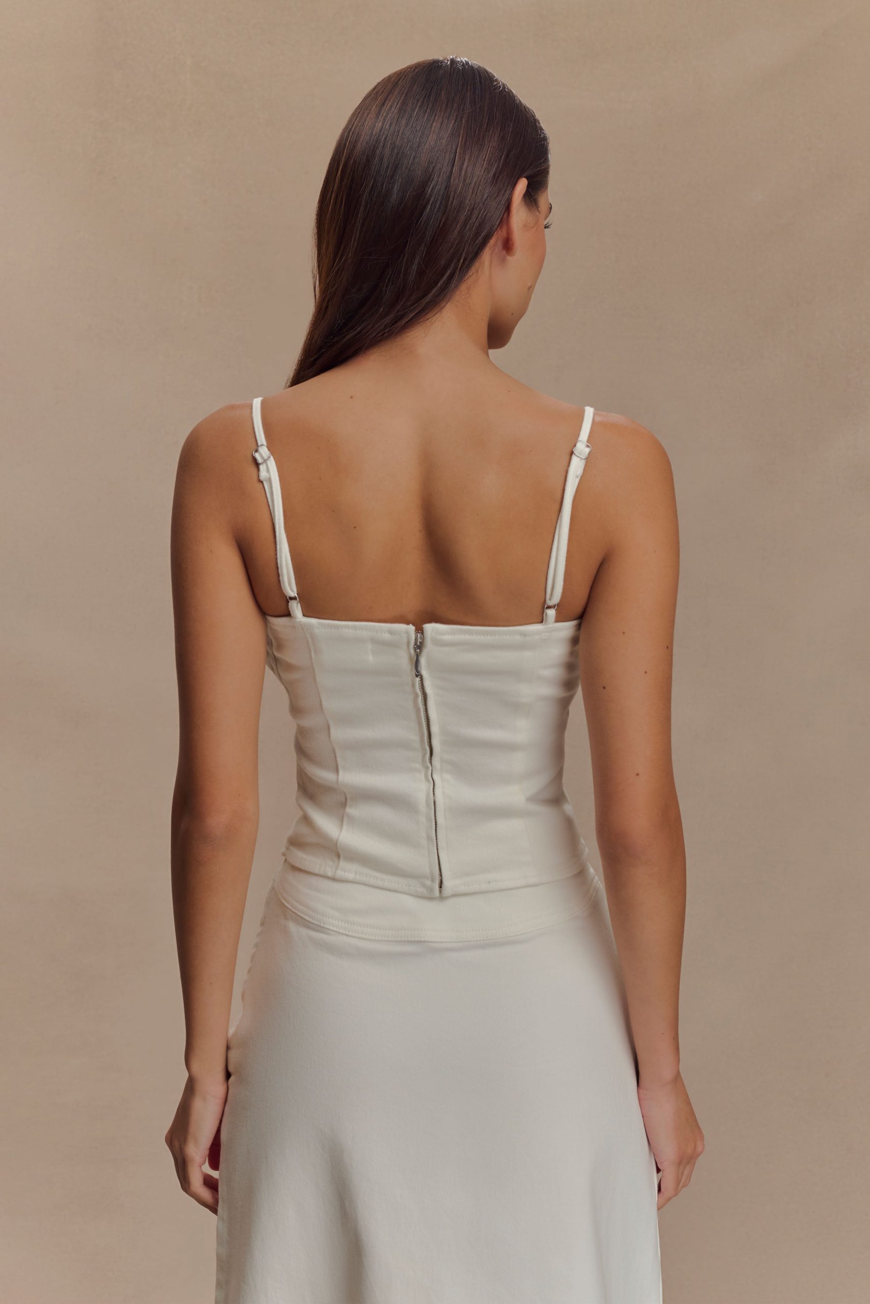 Cecilia Denim Frill Corset - White - Image 2