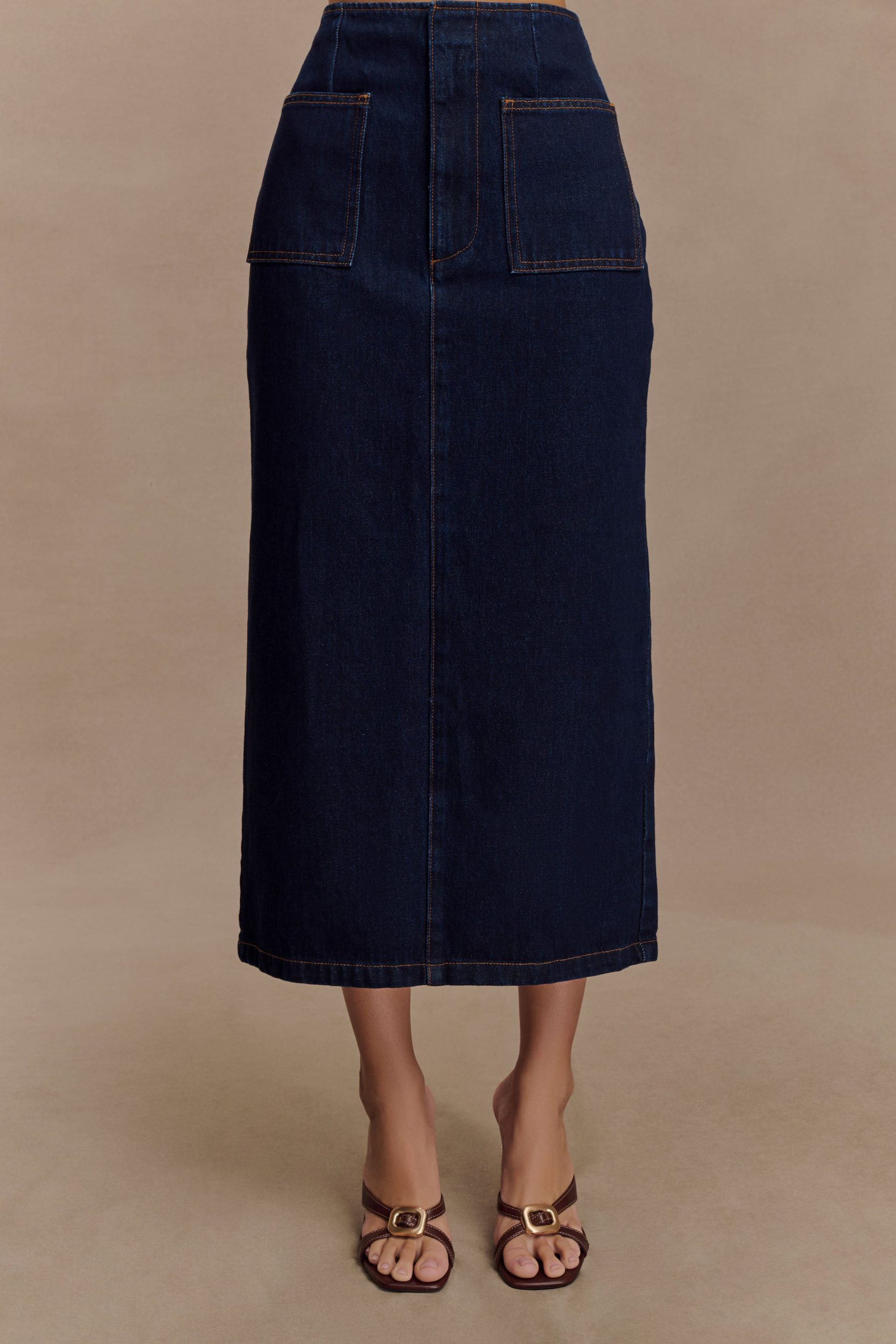 Fallon Denim Midi Skirt - Indigo Blue - Image 4