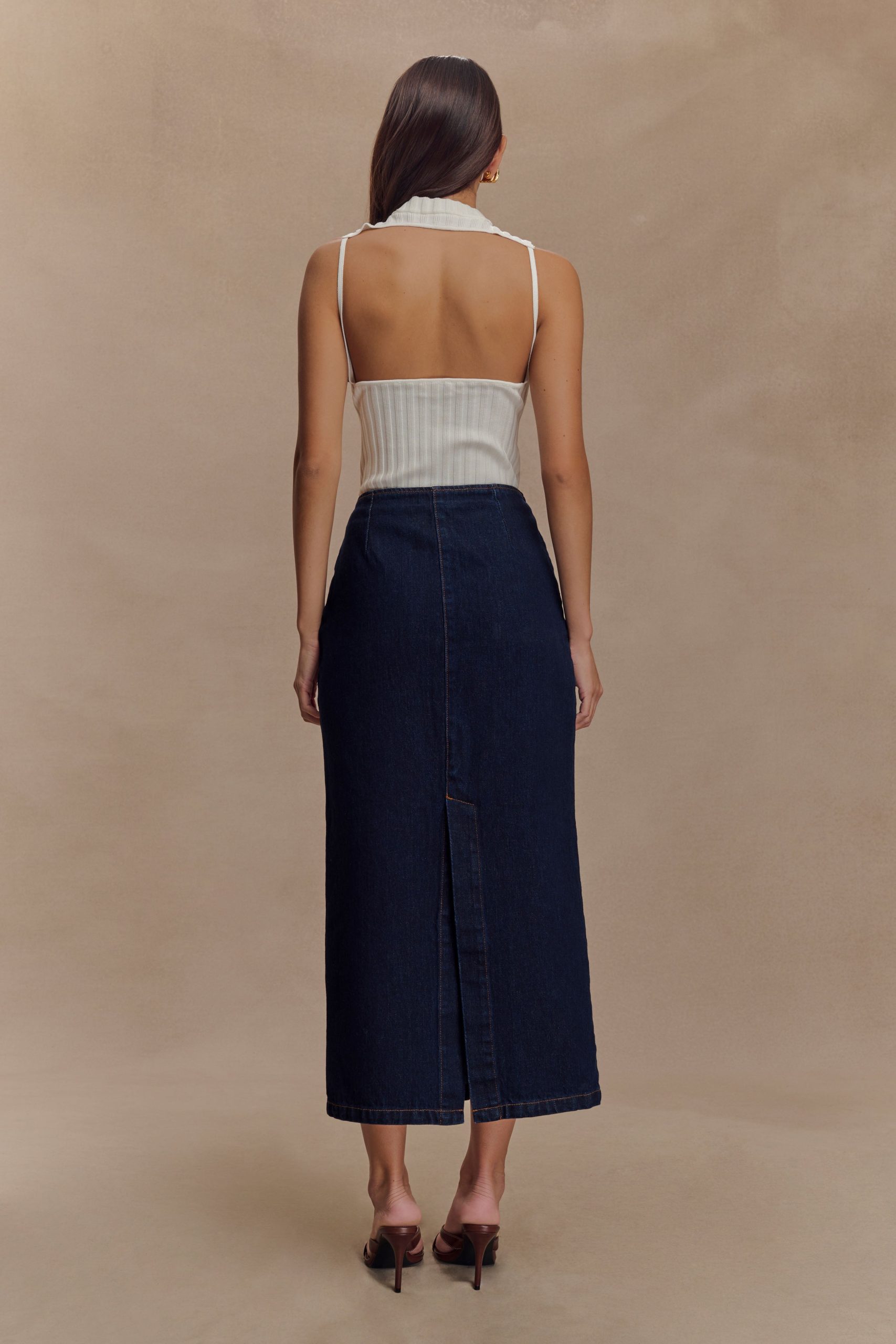 Fallon Denim Midi Skirt - Indigo Blue - Image 2