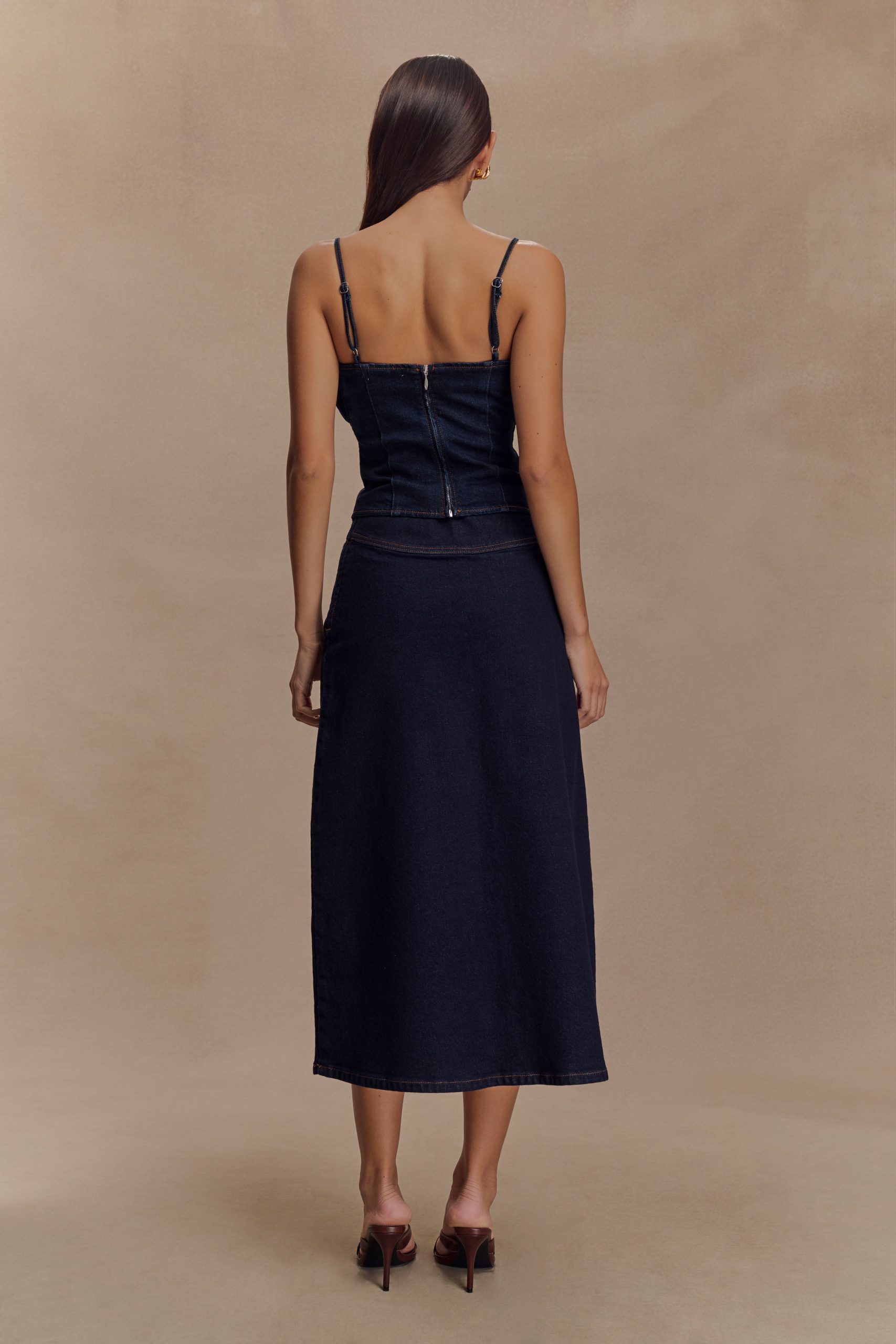 Cecilia Denim A-Line Midi Skirt - Indigo Blue - Image 5