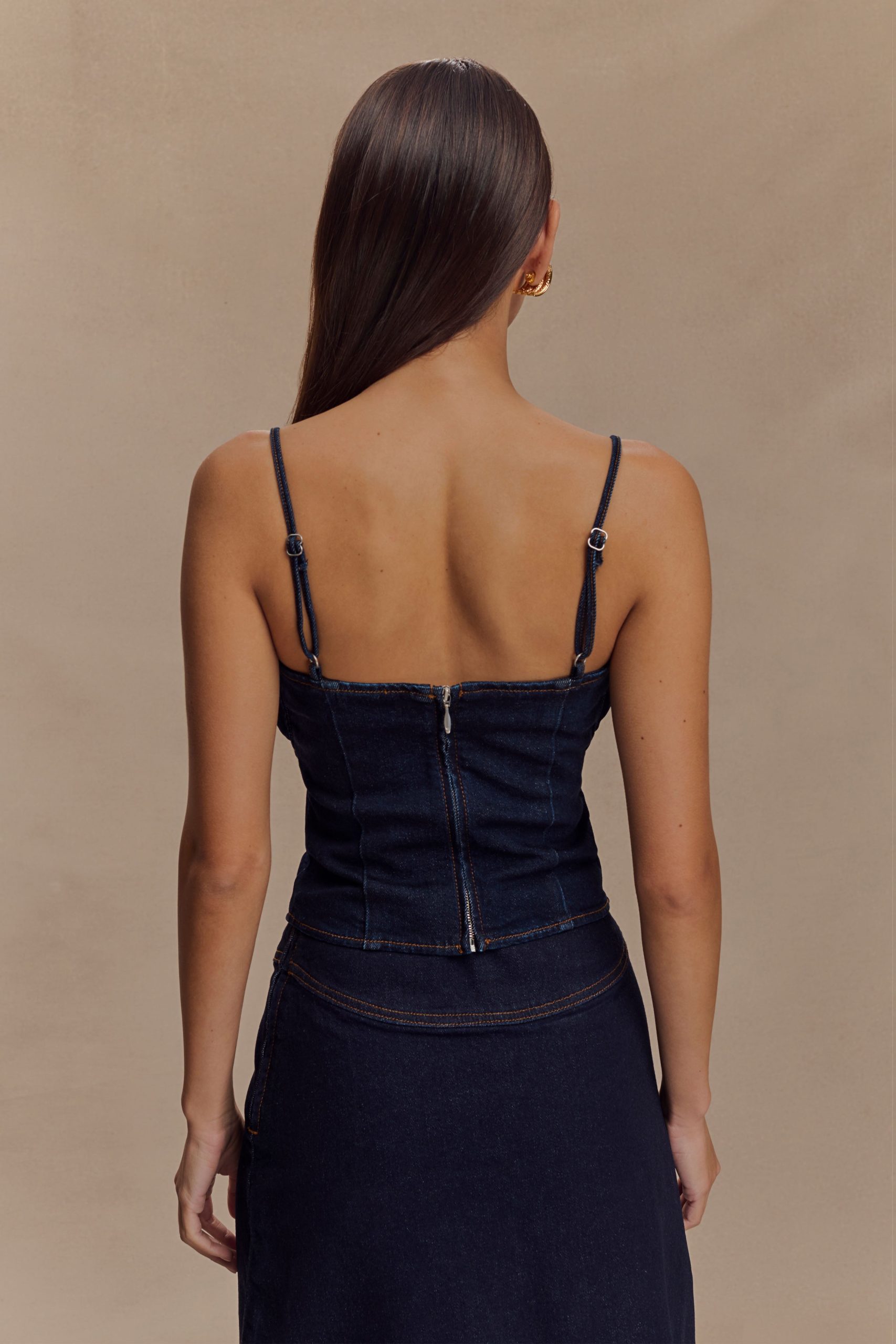 Cecilia Denim Frill Corset - Indigo Blue - Image 2
